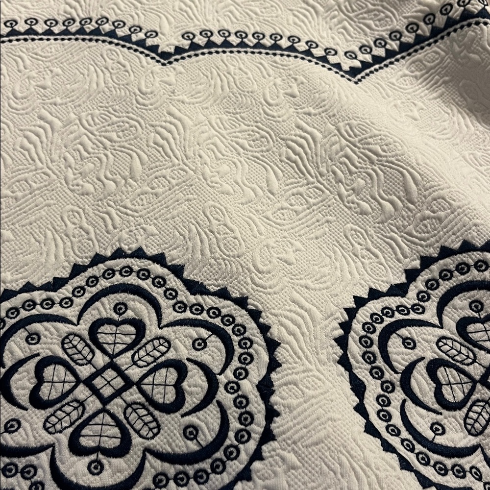 Alya Cream and Blue Patterned Kids Dress - Picture 5 of 5